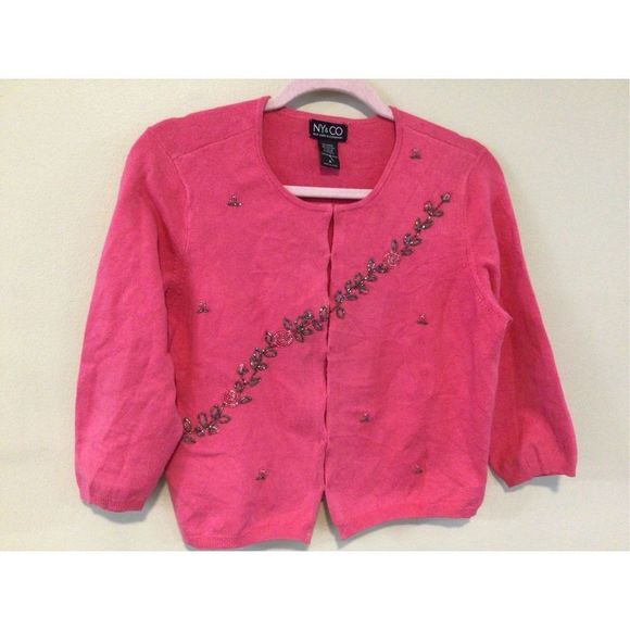 New York & Company Pink Cardigan with Embroidery - Picture 8 of 9